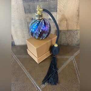 Irice Irving W. Rice Imports Iridescent Art Glass Perfume Bottle Atomizer Taiwan
